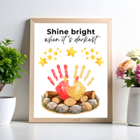 Campfire Handprint Craft Printable | Shine Bright When It's Darkest | Fall Campfire Keepsake | Halloween Thanksgiving Preschool Activity