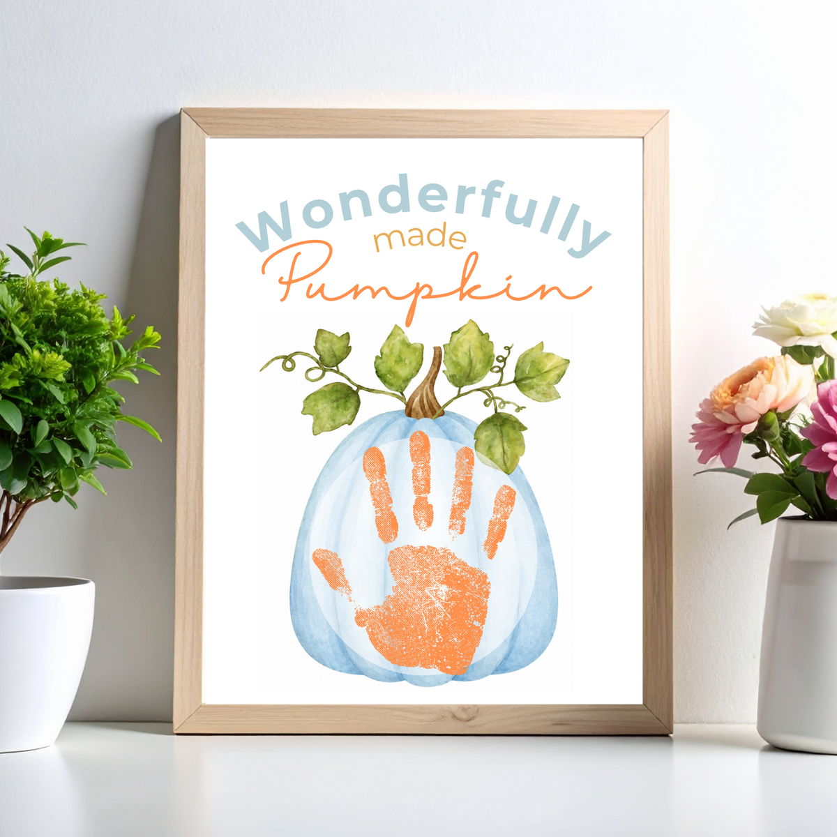 Blue Pumpkin Handprint Craft Printable | Wonderfully Made Pumpkin Keepsake | Fall Handprint Activity for Kids | Preschool Autumn Craft | Digital Download