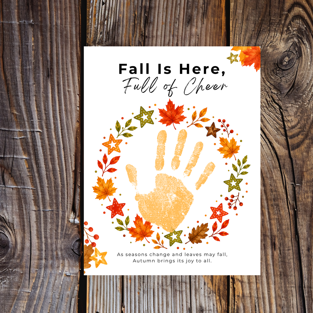 Fall Is Here, Full of Cheer Handprint Craft | Fall Wreath Keepsake | Autumn Printable for Kids