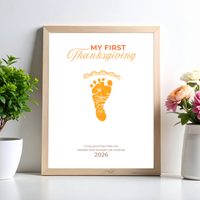 My First Thanksgiving Footprint Craft Printable, Baby's First Thanksgiving Keepsake, Pumpkin Pie Footprint Art, Newborn Thanksgiving Printable PDF