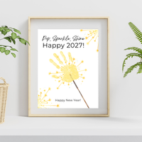 Pop, Sparkle, Shine Handprint & Fingerprint Craft | Happy New Year 2027 Printable | Preschool New Year's Eve Activity | Kids Keepsake Craft