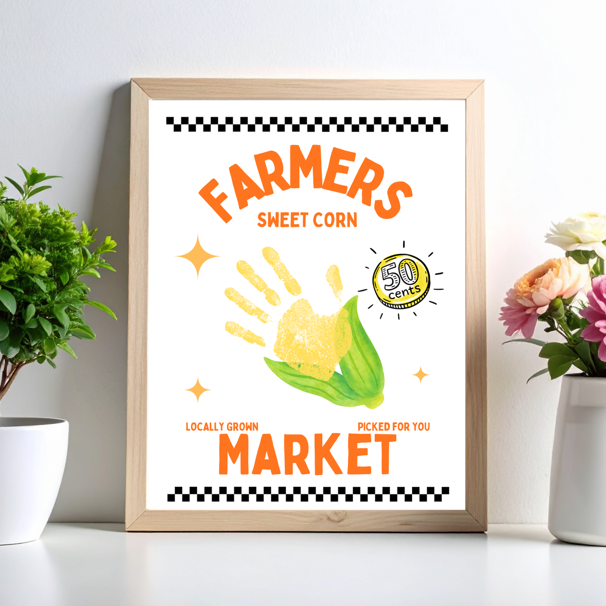 Farmers Market Sweet Corn Handprint Craft Printable, Corn Handprint Keepsake, Fall Harvest Activity, Preschool Kindergarten Thanksgiving PDF