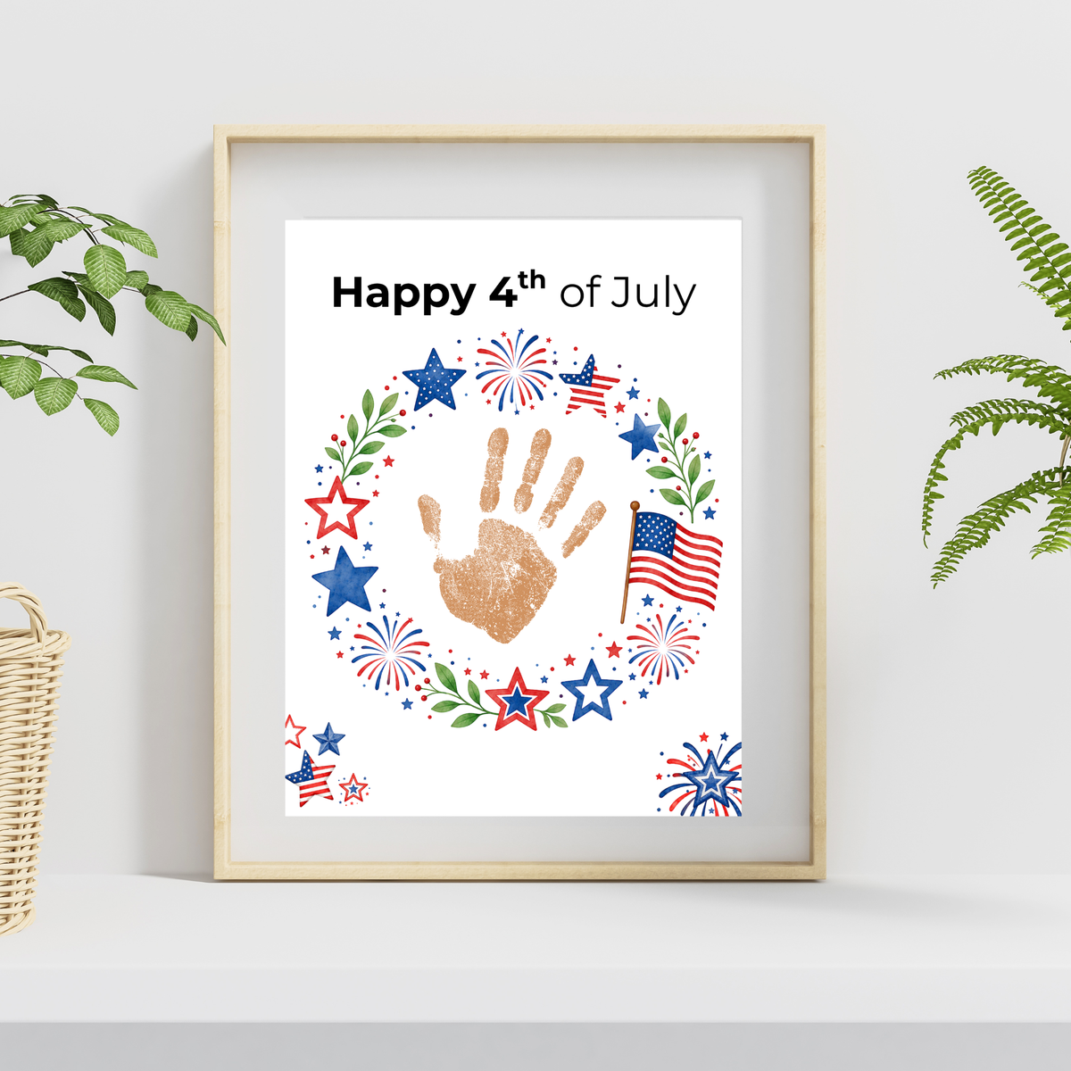 4th of July Handprint Wreath Craft for Kids | Patriotic Preschool & Kindergarten Activity | Independence Day Printable
