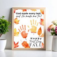 Christian First Day of Fall Handprint Craft Printable, Baby's First Fall Keepsake, God Made Every Leaf, Preschool Autumn Activity, Thanksgiving Craft