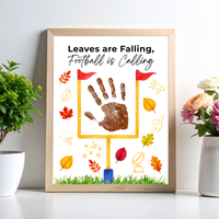 Football Handprint Craft Printable | Leaves Are Falling Football Is Calling | Fall Football Keepsake Activity for Kids | Preschool Printable