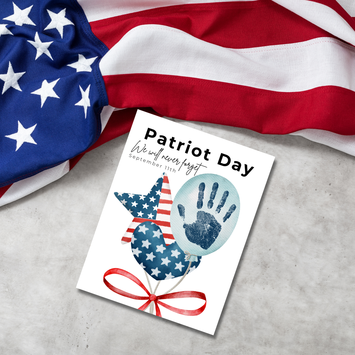 Patriot Day Balloons Handprint Craft for Kids | September 11th Preschool 9/11 Remembrance Activity & Keepsake
