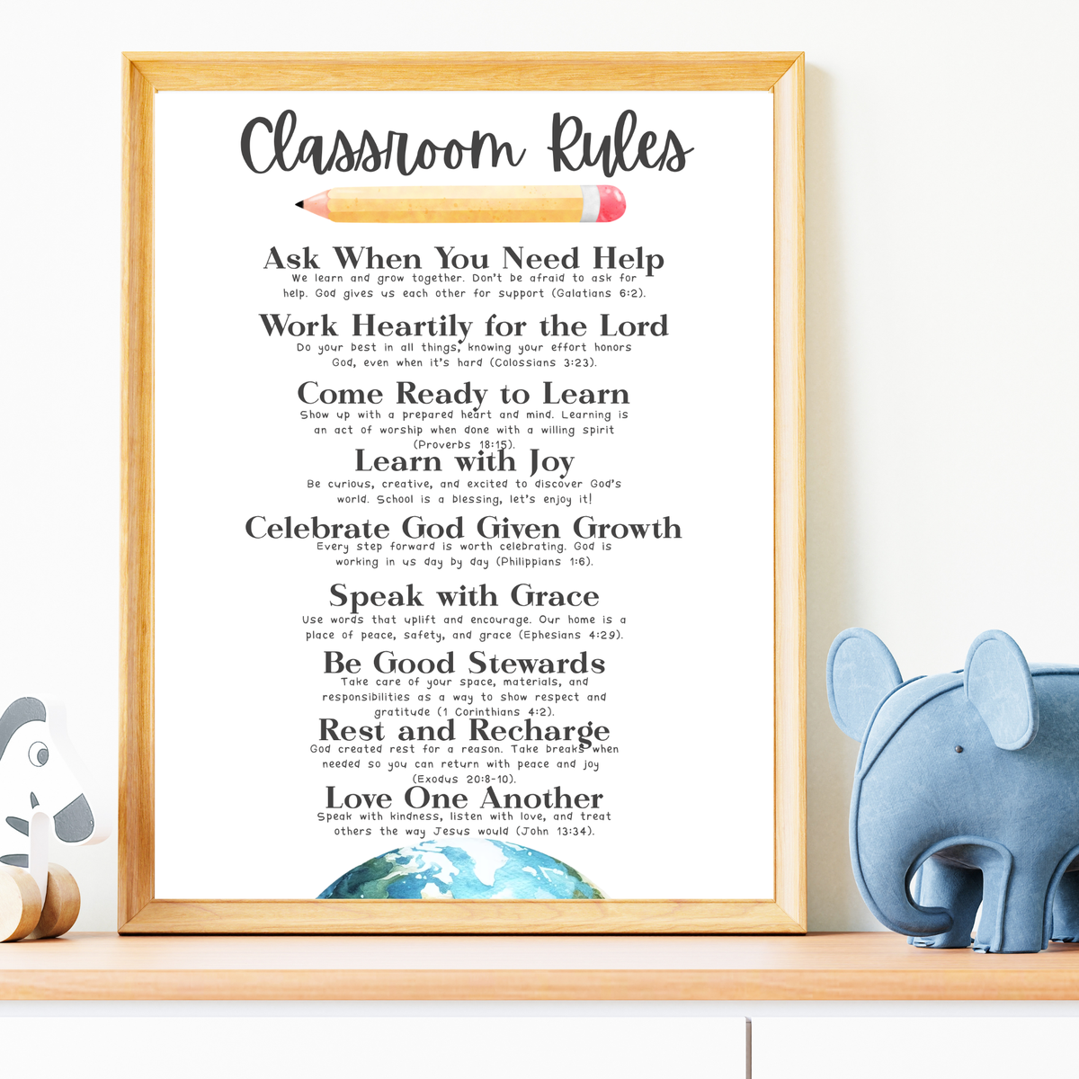 Christian Classroom Rules Printable Poster Set | Bible Classroom Decor | Christian School Rules | Sunday School Wall Art | Homeschool Classroom Poster