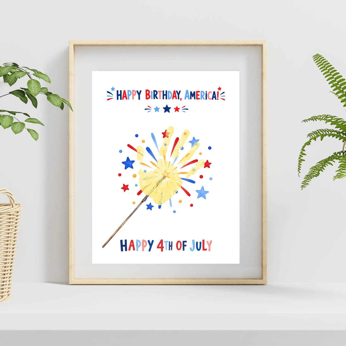 4th of July Handprint Craft for Kids | Patriotic Preschool & Kindergarten Activity | Happy Birthday America Printable