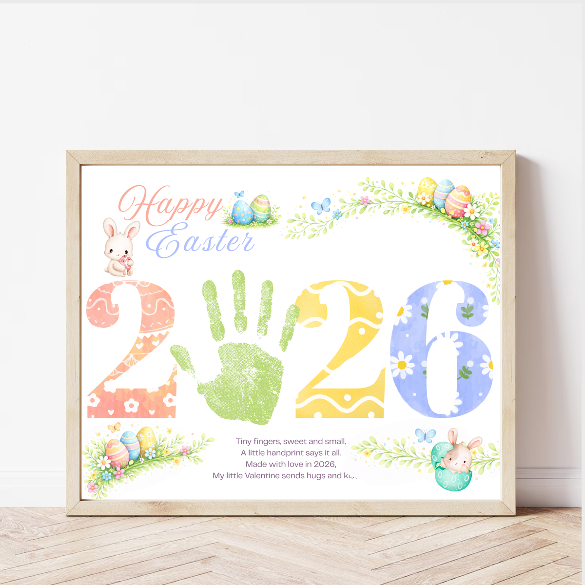 Happy Easter 2026 Handprint Craft Printable for Kids | Easter Keepsake Art | 2026 Easter PDF