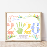 Happy Easter 2026 Handprint Craft Printable for Kids | Easter Keepsake Art | 2026 Easter PDF
