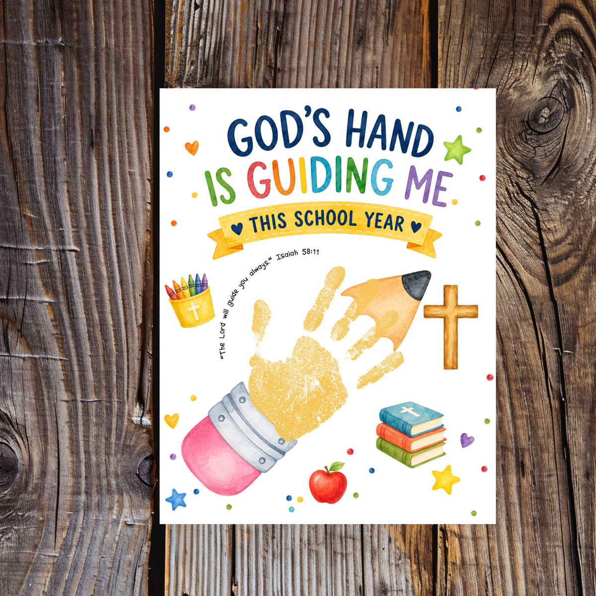 God's Hand Is Guiding Me This School Year Handprint Craft Printable | Christian First Day of School Keepsake