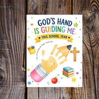 God's Hand Is Guiding Me This School Year Handprint Craft Printable | Christian First Day of School Keepsake