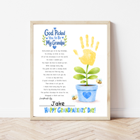 Grandparents Day Handprint Craft for Kids | God Picked You to Be My Grandpa & Our Grandpa Christian Keepsake