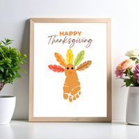 Happy Thanksgiving Footprint Craft Printable, Turkey Footprint Keepsake, Fall Thanksgiving Activity for Kids, Preschool Classroom Craft PDF