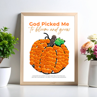 God Picked Me to Bloom and Grow Pumpkin Craft Printable, Christian Pumpkin Coloring Page, Fall Fine Motor Activity, Preschool Harvest Craft