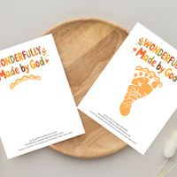 Christian Pie Footprint Craft Printable, Wonderfully Made by God Keepsake, Baby Footprint Art, Fall Thanksgiving Activity, Psalm 139:14 PDF