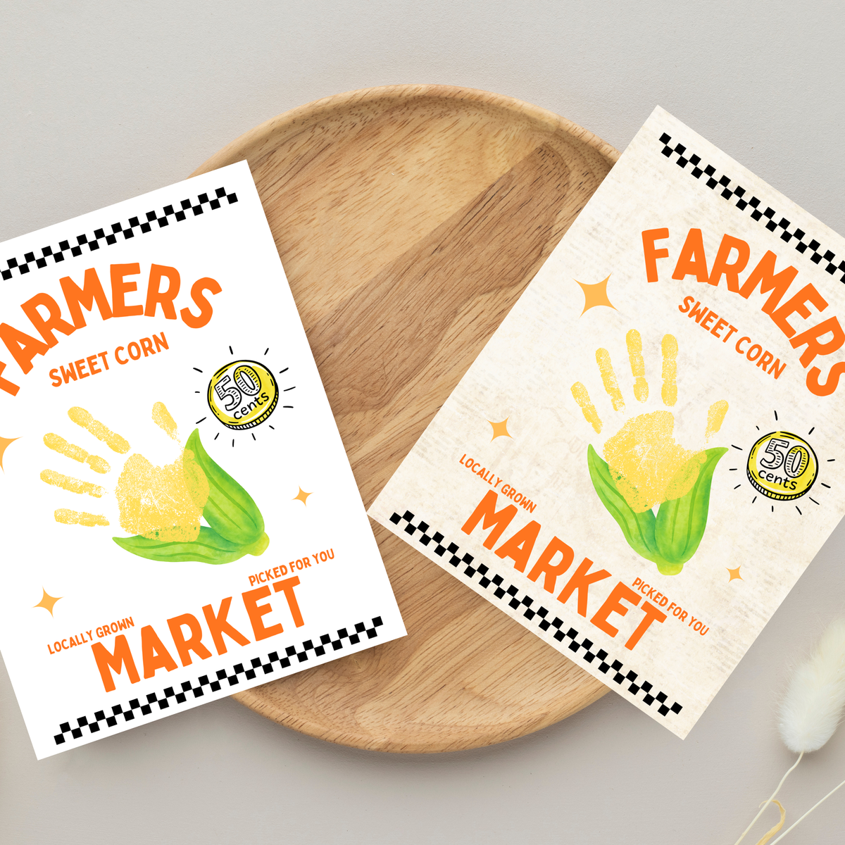 Farmers Market Sweet Corn Handprint Craft Printable, Corn Handprint Keepsake, Fall Harvest Activity, Preschool Kindergarten Thanksgiving PDF