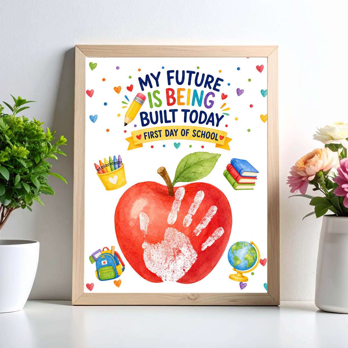 My Future Is Being Built Today Handprint Craft Printable | First Day of School Apple Keepsake | Preschool & Kindergarten PDF