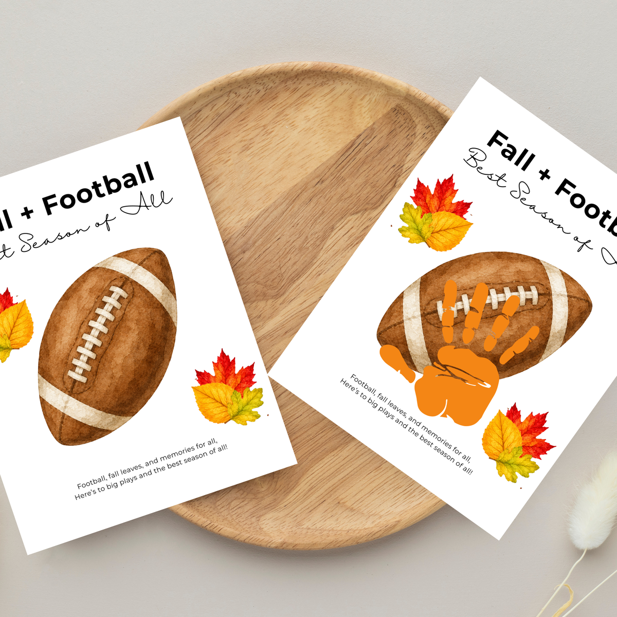 Fall Football Handprint Craft Printable | Fall + Football Best Season of All | Football Keepsake for Kids | Preschool & Classroom Activity