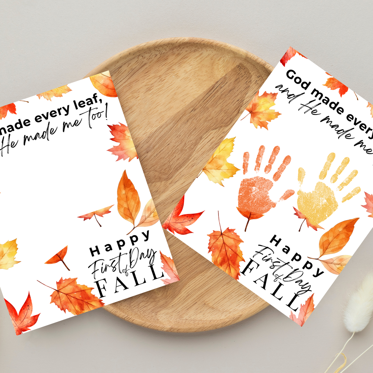 Christian First Day of Fall Handprint Craft Printable, Baby's First Fall Keepsake, God Made Every Leaf, Preschool Autumn Activity, Thanksgiving Craft