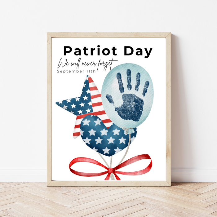 Patriot Day Balloons Handprint Craft for Kids | September 11th Preschool 9/11 Remembrance Activity & Keepsake