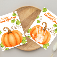 Happy Thanksgiving Pumpkin Handprint Craft Printable, Baby's First Thanksgiving Keepsake, Thanksgiving Handprint Activity, Preschool Fall Craft, Pumpkin Printable