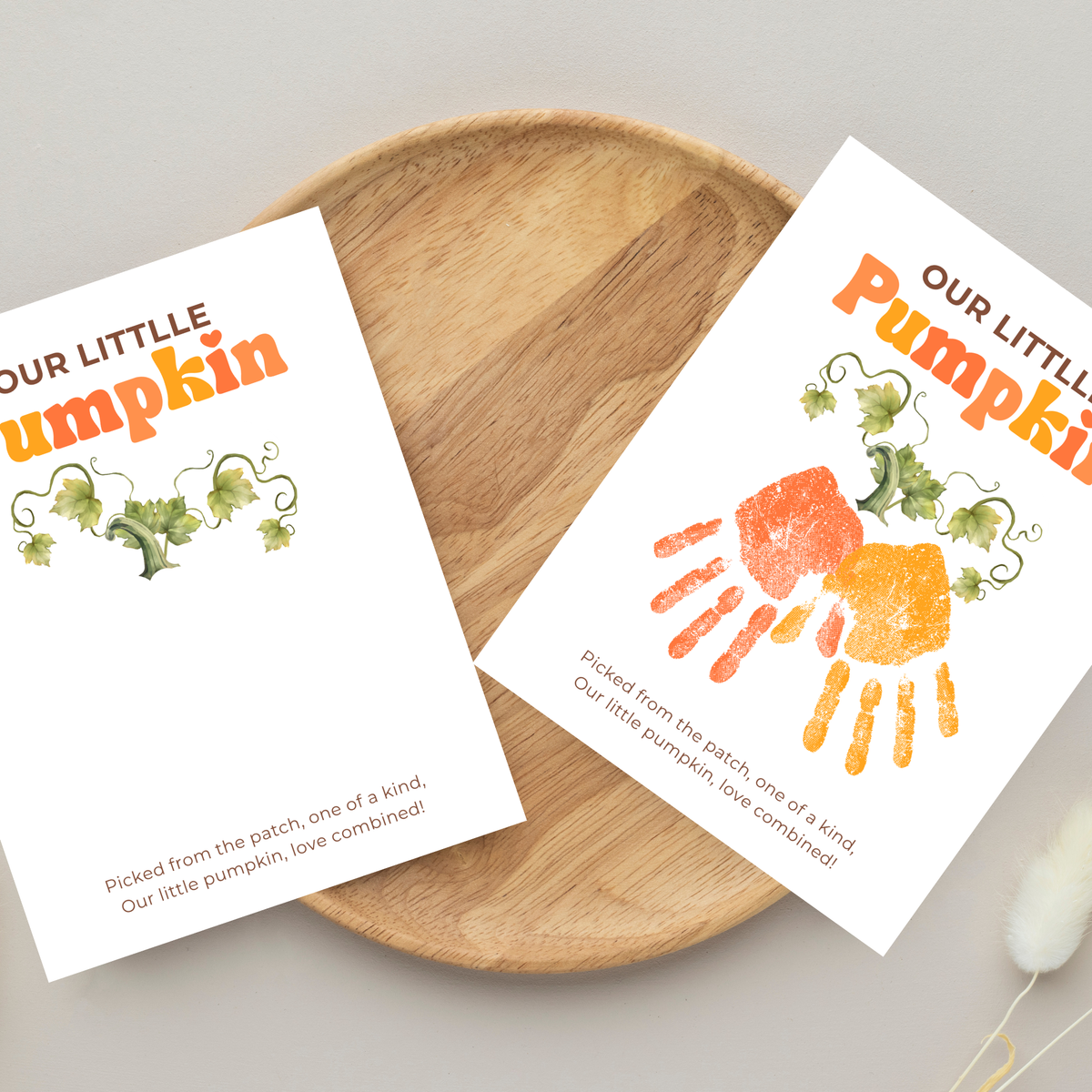 Pumpkin Handprint & Footprint Craft Printable | Our Little Pumpkin Keepsake | Fall Baby Handprint Craft | Preschool Autumn Activity | Digital Download