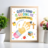 God's Hand Is Guiding Me This School Year Handprint Craft Printable | Christian First Day of School Keepsake