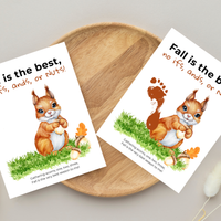 Fall Squirrel Footprint Craft Printable | Fall Is the Best No Ifs Ands or Nuts | Autumn Acorn Keepsake for Kids