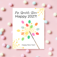 Pop, Sparkle, Shine Handprint & Fingerprint Craft | Happy New Year 2027 Printable | Preschool New Year's Eve Activity | Kids Keepsake Craft