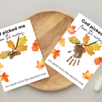 God Picked Me from the Acorns Handprint Craft Printable, Christian Fall Handprint Keepsake, Baby's First Fall, Preschool Autumn Activity