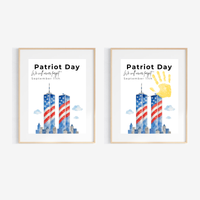 Patriot Day September 11th Handprint Craft Printable | 9/11 Remembrance Keepsake | Twin Towers Handprint Activity | Preschool Patriot Day Craft
