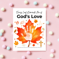 Every Leaf Reminds Me of God's Love Handprint Craft | Christian Fall Handprint Printable | Autumn Bible Keepsake | Preschool Thanksgiving Faith Activity