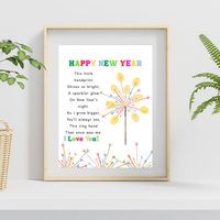 Happy New Year Sparkler Poem Handprint & Fingerprint Craft | New Year's Printable | Preschool New Year Keepsake | Kindergarten 2027 Activity