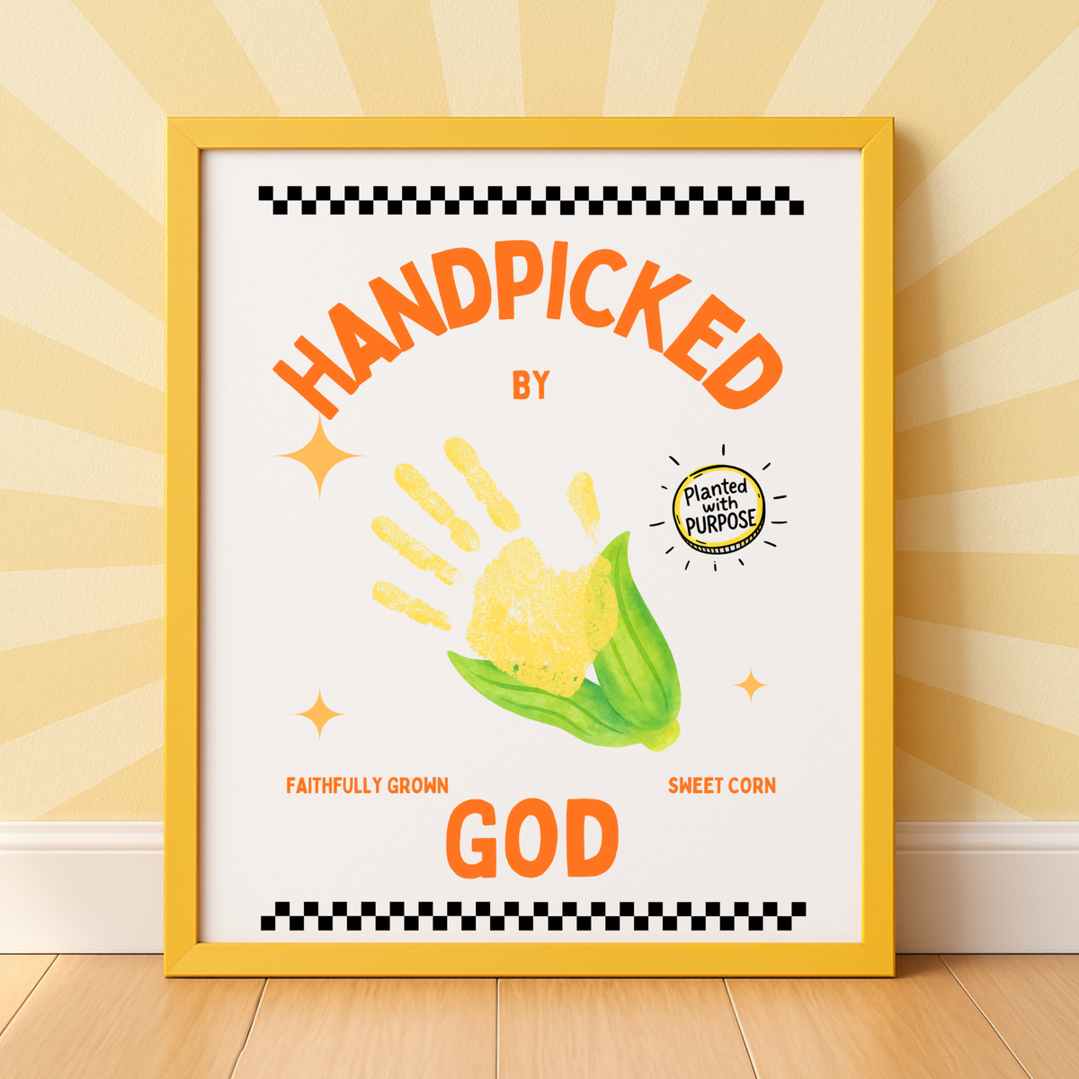 Handpicked by God Corn Handprint Craft | Christian Thanksgiving Printable | Preschool Fall Keepsake