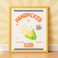 Handpicked by God Corn Handprint Craft | Christian Thanksgiving Printable | Preschool Fall Keepsake