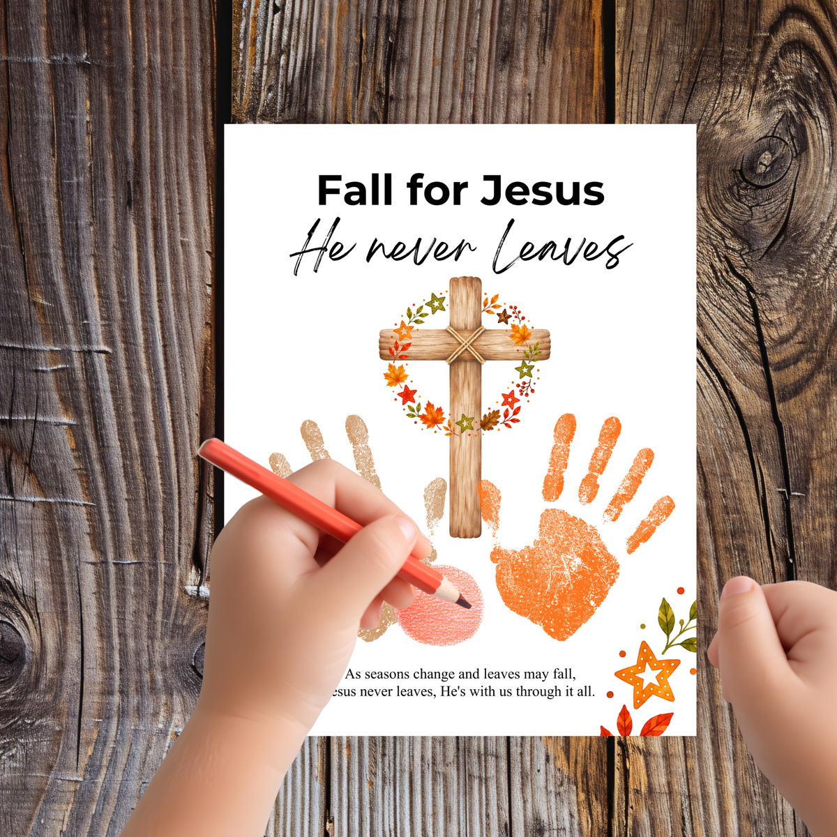 Fall for Jesus Cross Handprint Craft | Christian Fall Printable | Autumn Keepsake for Kids