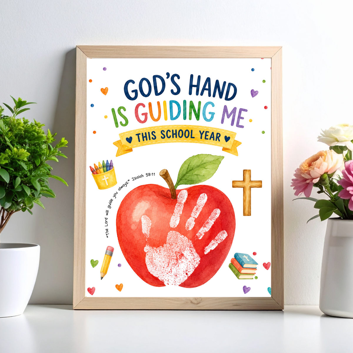 God's Hand Is Guiding Me This School Year Handprint Craft Printable | Christian First Day of School Keepsake