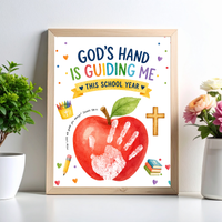 God's Hand Is Guiding Me This School Year Handprint Craft Printable | Christian First Day of School Keepsake