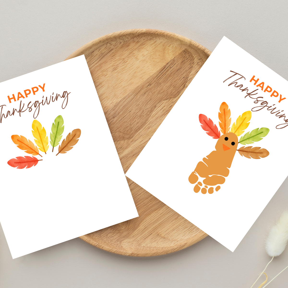Happy Thanksgiving Footprint Craft Printable, Turkey Footprint Keepsake, Fall Thanksgiving Activity for Kids, Preschool Classroom Craft PDF