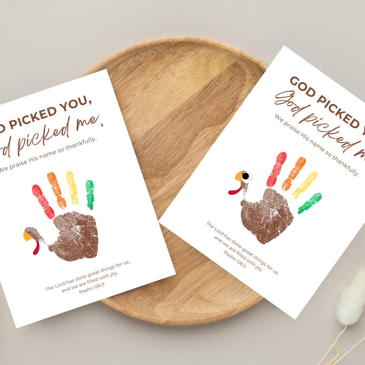 Christian Thanksgiving Turkey Handprint Craft Printable | God Picked You God Picked Me | Thanksgiving Bible Craft for Kids | Sunday School Activity