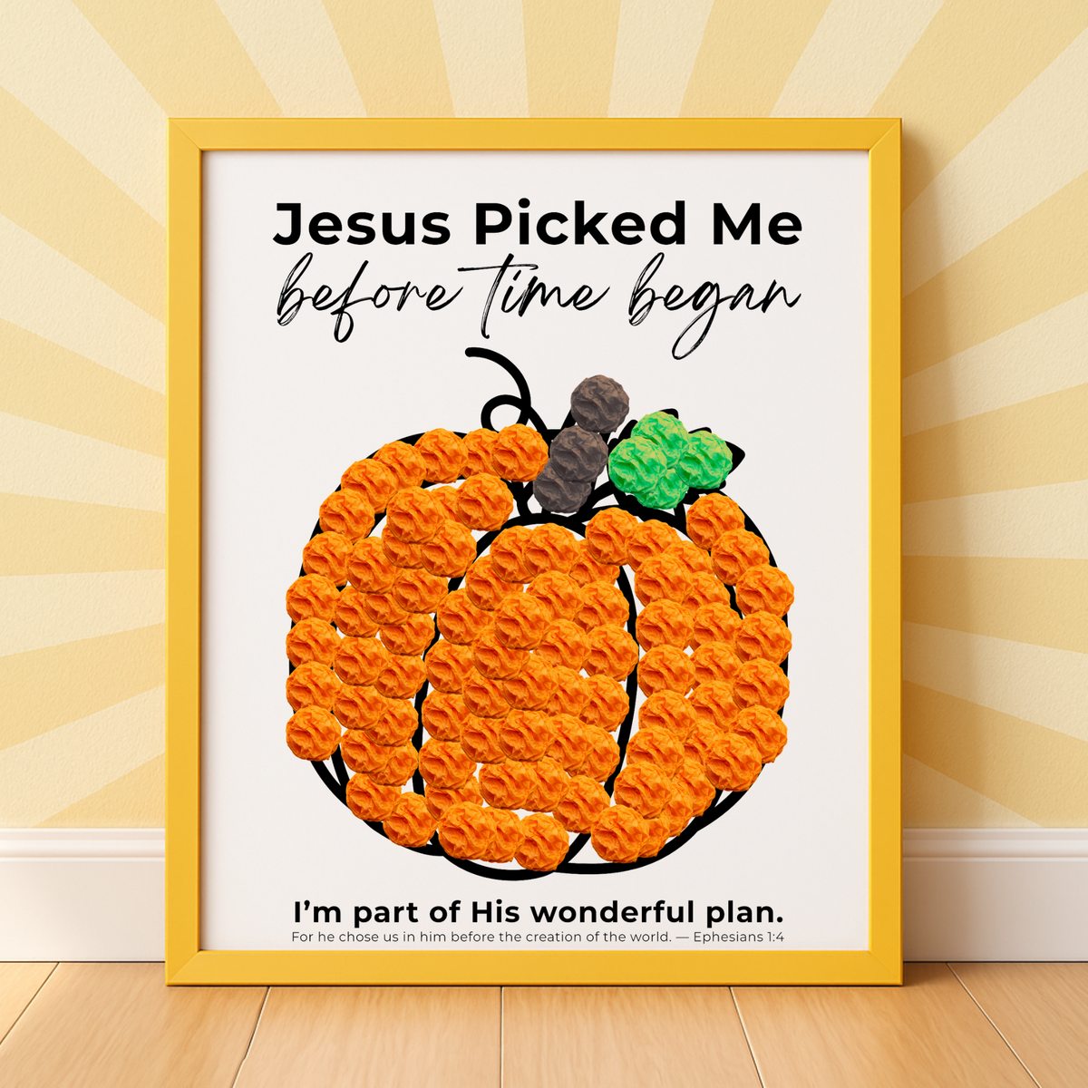 Jesus Picked Me Before Time Began Pumpkin Craft | Christian Fall Printable | Preschool Thanksgiving Activity