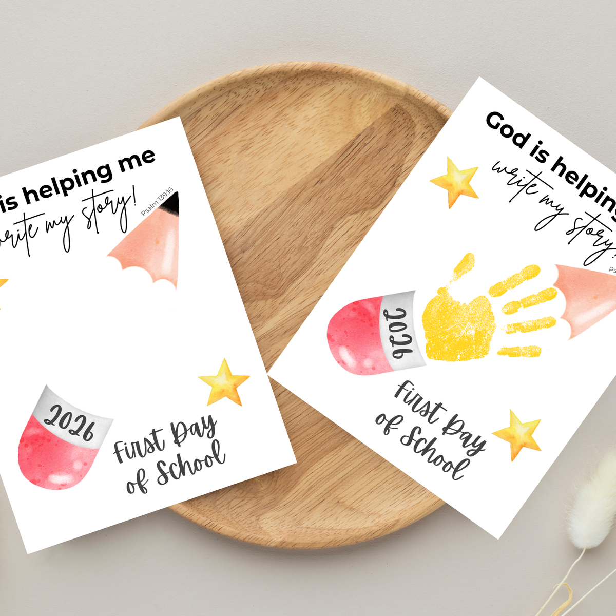 God Is Helping Me Write My Story First Day of School Pencil Handprint Craft | Christian Back to School Printable | Preschool Kindergarten Keepsake PDF