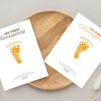 My First Thanksgiving Footprint Craft Printable, Baby's First Thanksgiving Keepsake, Pumpkin Pie Footprint Art, Newborn Thanksgiving Printable PDF