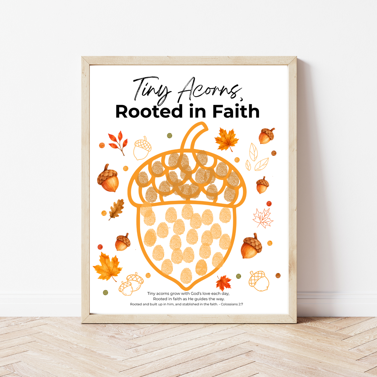 Christian Fall Acorn Fingerprint Craft for Kids | Tiny Acorns Rooted in Faith Bible Fine Motor Activity