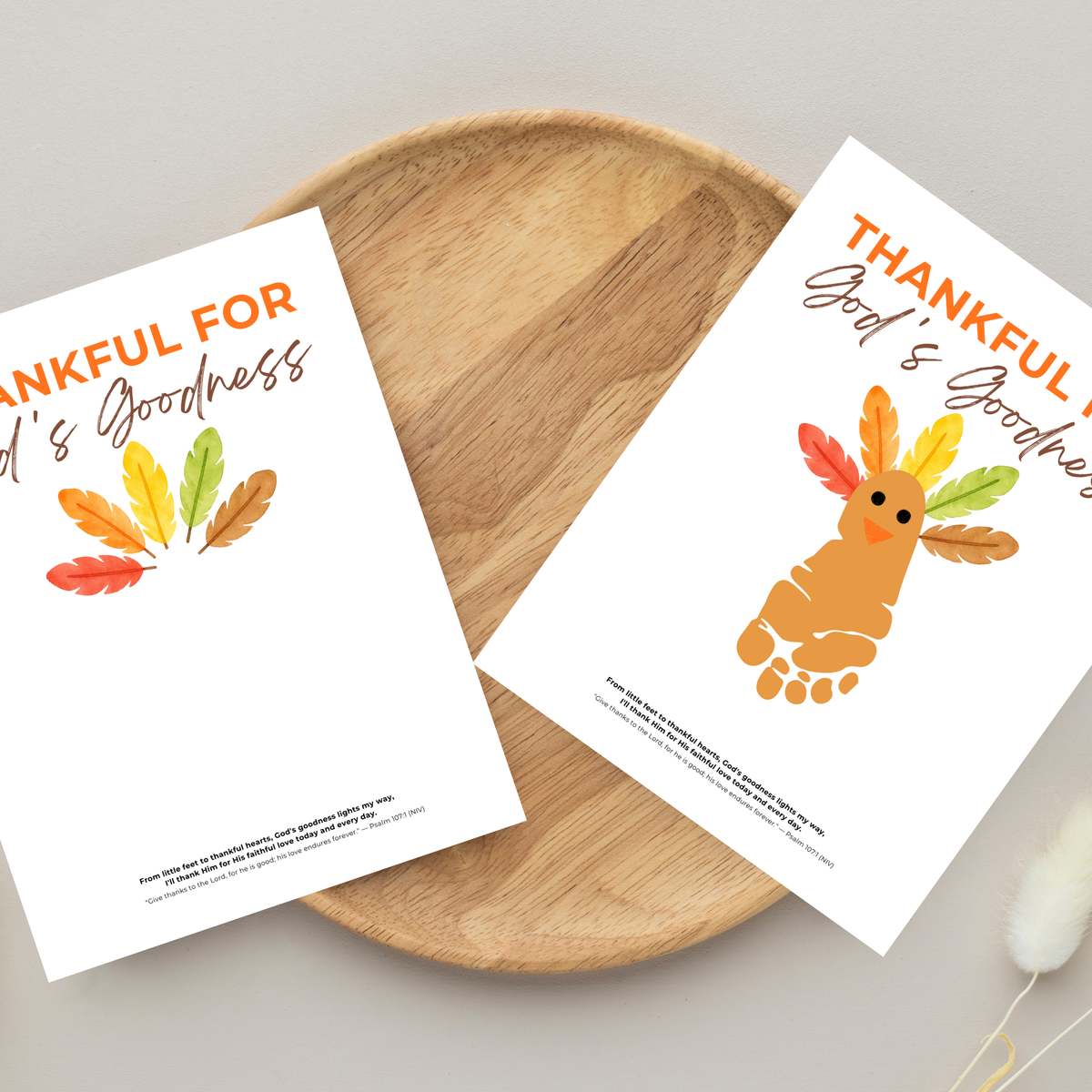 Christian Thanksgiving Footprint Craft Printable, Thankful for God's Goodness, Turkey Footprint Keepsake, Sunday School Thanksgiving Activity PDF