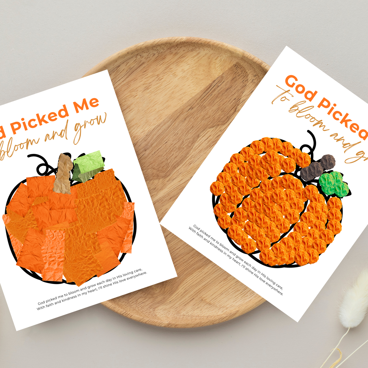 God Picked Me to Bloom and Grow Pumpkin Craft Printable, Christian Pumpkin Coloring Page, Fall Fine Motor Activity, Preschool Harvest Craft