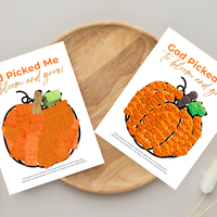 God Picked Me to Bloom and Grow Pumpkin Craft Printable, Christian Pumpkin Coloring Page, Fall Fine Motor Activity, Preschool Harvest Craft