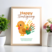 Happy Thanksgiving Turkey Handprint Craft Printable | Thanksgiving Handprint Keepsake | Preschool Fall Activity PDF