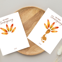 My First Thanksgiving Footprint Craft Printable | Baby Turkey Footprint Keepsake | Thanksgiving Baby Craft | Infant Toddler Thanksgiving Memory
